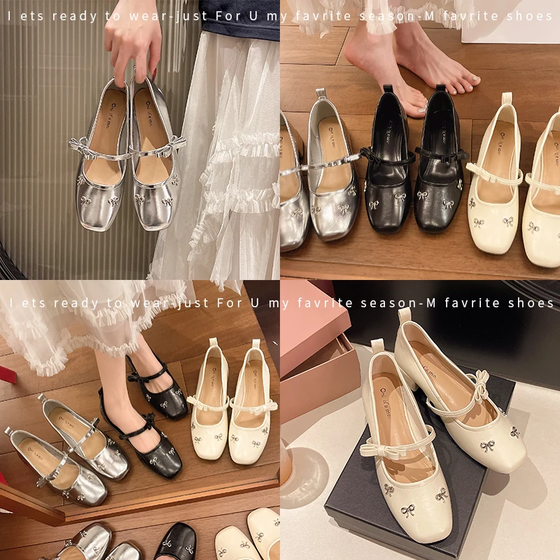 Vintage Fashion Dress - Women Sweet Bow Mary Jane Pumps