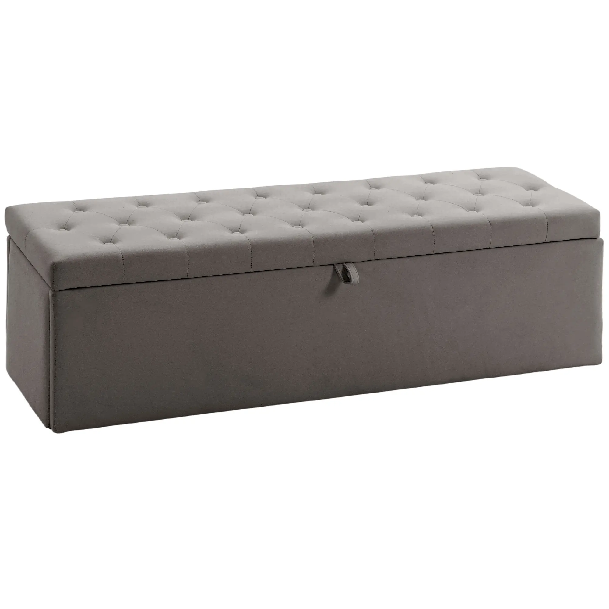 HOMCOM Puff Almacenaje Banco Almacenaje 141L 137x41x42 cm Carga 240 kg Gris
