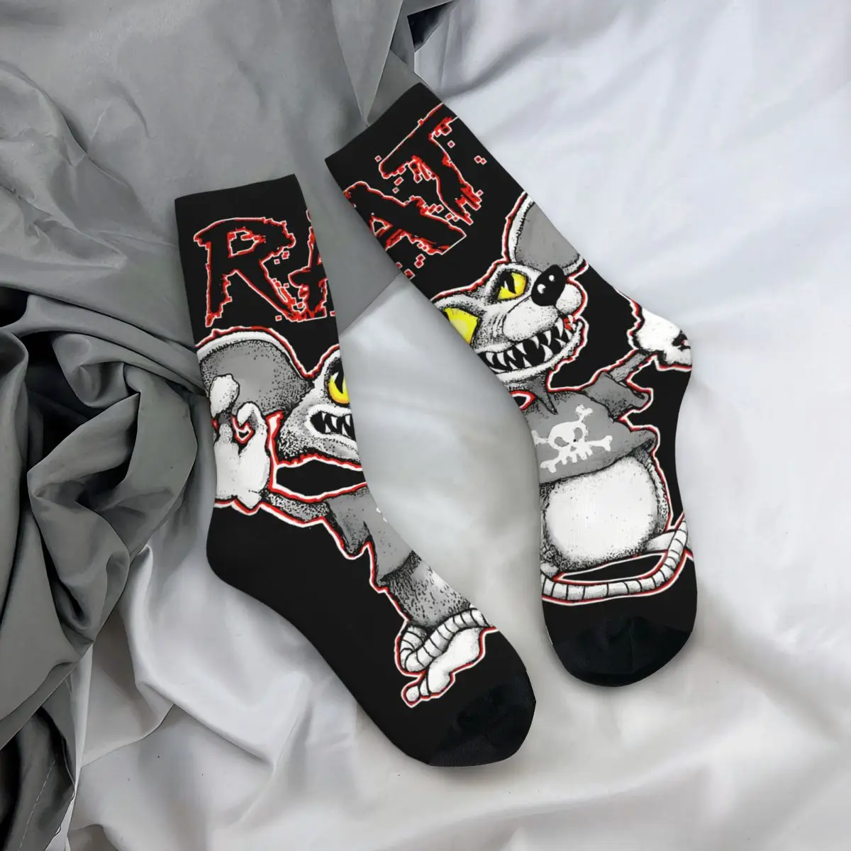 Men's Rat Mouse Crazy Socks, Contos do Rat Fink Filme de desenhos animados, Impresso sem costura, Engraçado Novidade Crew Sock, Presente unisex para meninos