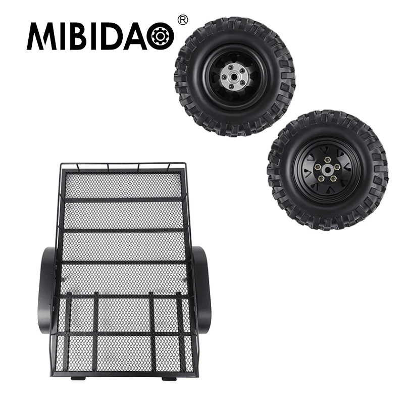 

MIBIDAO Aluminum 57.5cm Simulation Trailer with LED lights Tires for 1/5 1/8 1/10 1/18 1/24 RC Car Heavy Duty Truck Upgrade Tool