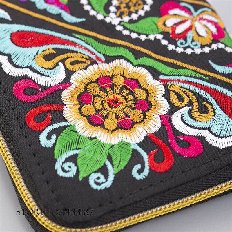 Vintage Ethnic Style Embroidered Long Wallet Wristlet Women Handbags Clutch Bag Retro Fashion Envelope Bag Female Phone Purse