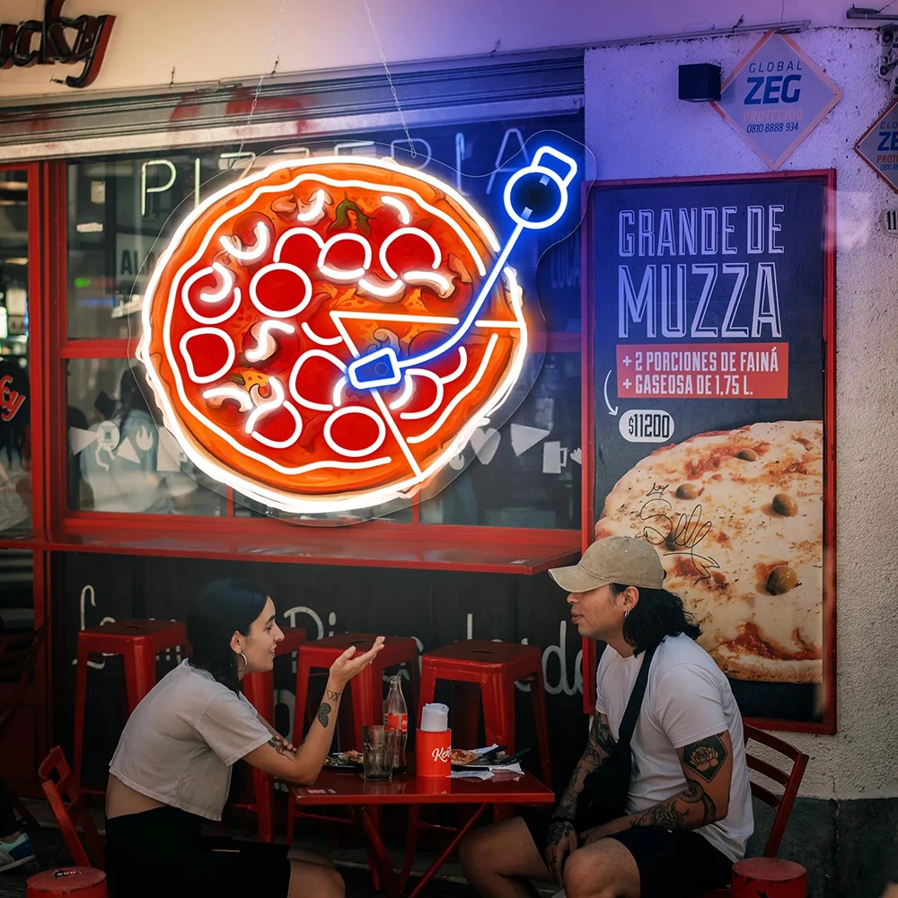 

Pizza Vinyl Neon Sign Open Pizza Led Neon Lights Fast Food Shop Restaurant Welcome Neon Custom Business Wall Decor Light Sign