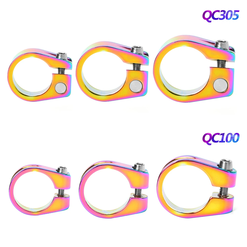 OUO Bicycle Seat Post Clamp Saddle Clamp Seatpost Rainbow Bike Saddle Collar Post It Mtb Components Pipe Clamp 28.6/31.8/34.9mm