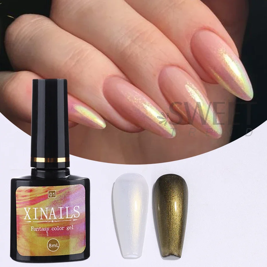 8ml Aurora Top Coat Gel Nail Polish Iridescent Pearl Effect Top Coat Long Lasting Manicure Soak Off UV Nail Gel Manicure Varnish