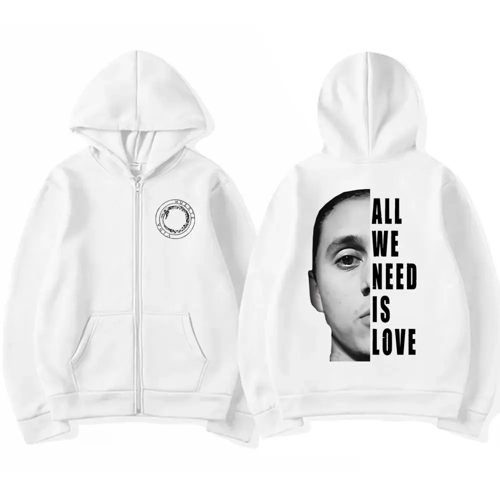 Canserbero All We Need Is Love Graphics Zipper Hoodie Men Women Vintage Gothic Oversized Zip Up Jacket Male Hip Hop Sweatshirt