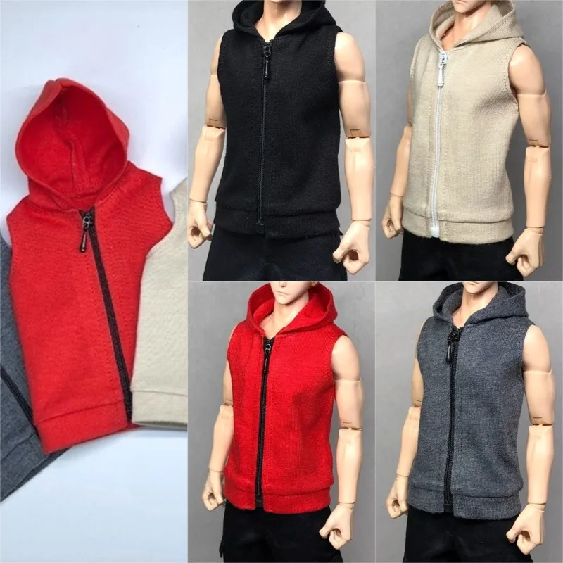 

1/6 Scale Male Soldier Solid Color Trendy Sleeveless Soldier Jacket with Hat Model for 12'' Action Figures Body Doll