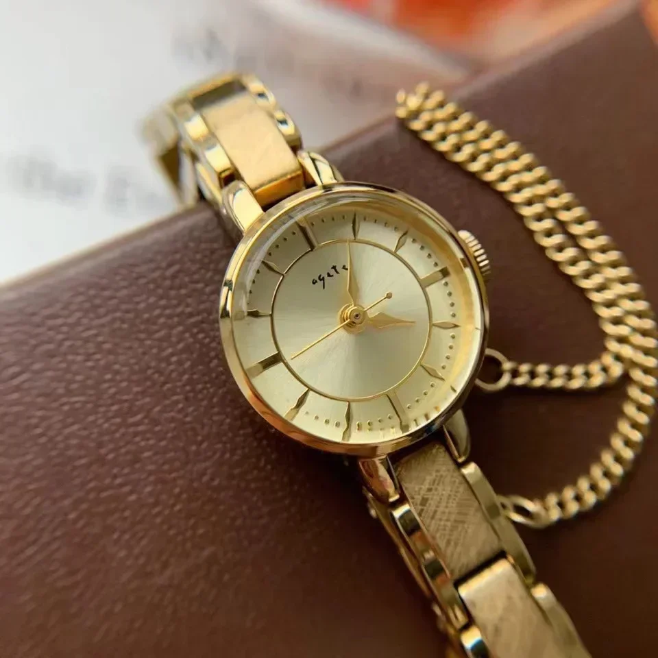 

Vintage 24k plated Gold Vintage Japanese movement women watch ins luxury high quality steel leisure fashion quartz lady watch