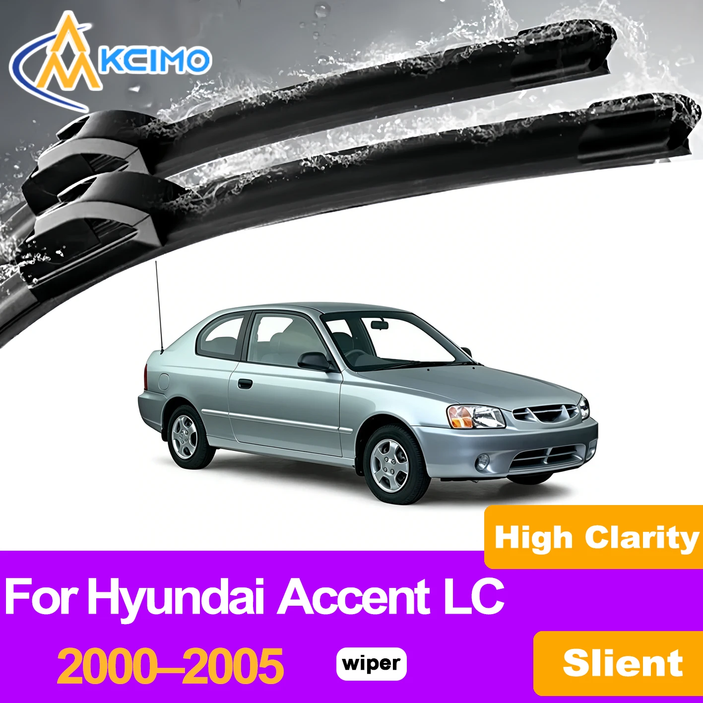 

KCIMO 2PCS Front Windshield Wiper Blades For Hyundai Accent LC 2000–2005, High-Grade High Performance Rubber All-Season