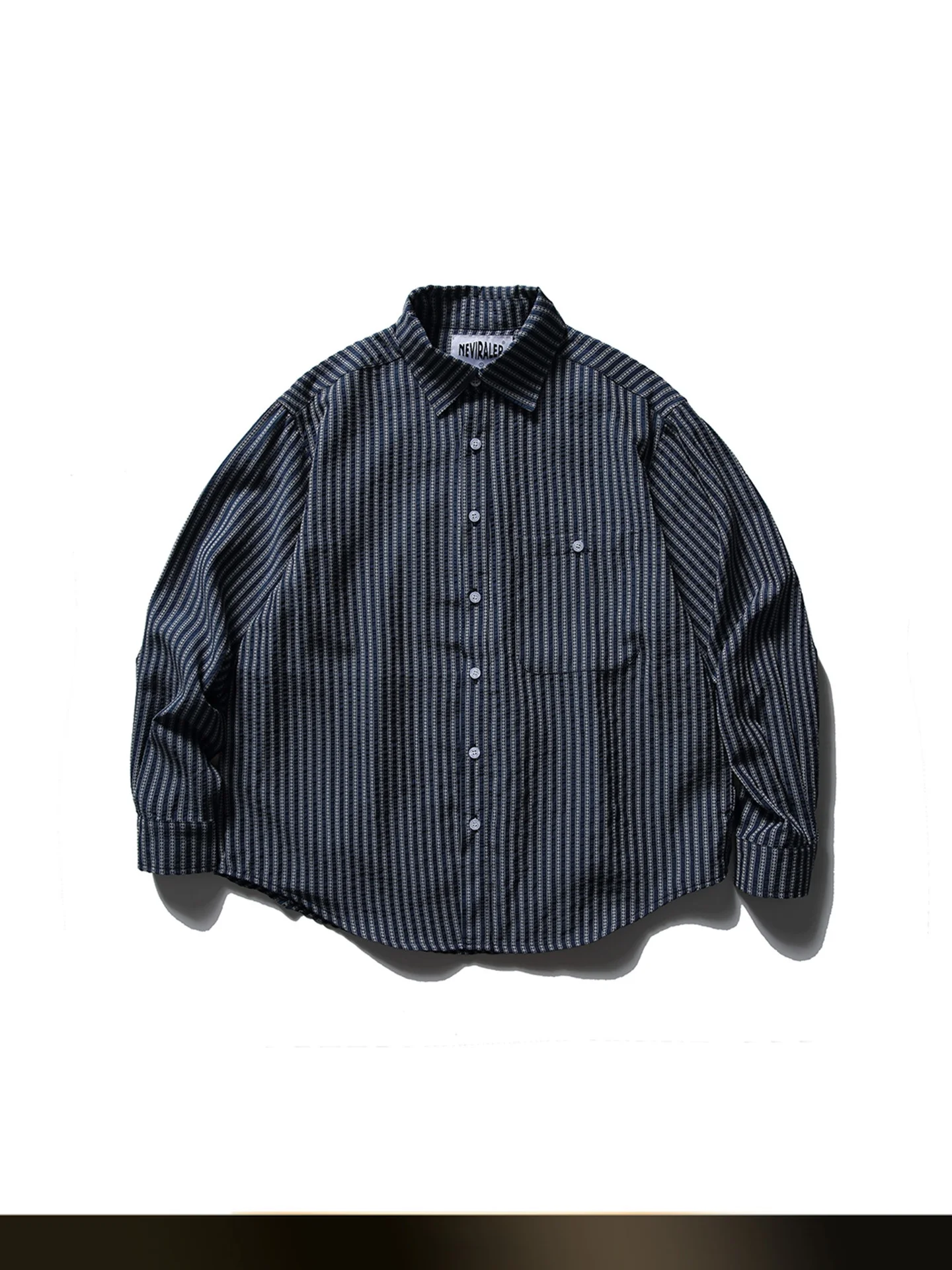 

Американская ретро-рубашка в полоску с цветными блоками, с длинным рукавом, повседневная, свободного кроя, на все сезоны, из полиэстера, молодежная, на пуговицах