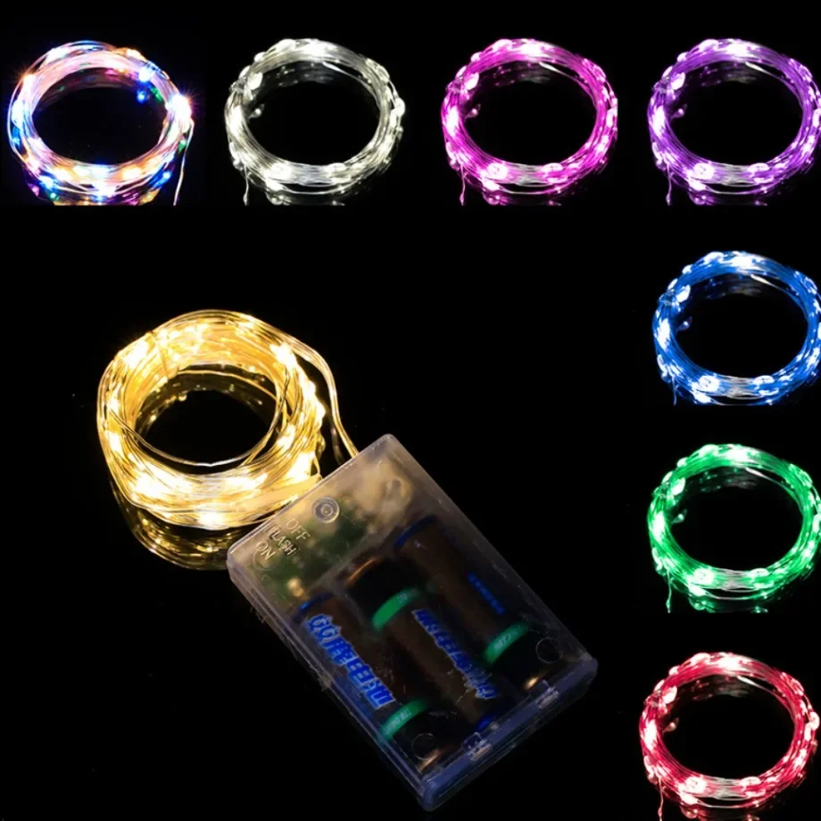 LED 스트링 조명 USB 배터리, 구리 와이어, 화환 램프, 야외 방수 요정 조명, 크리스마스 웨딩 파티 장식, 20m