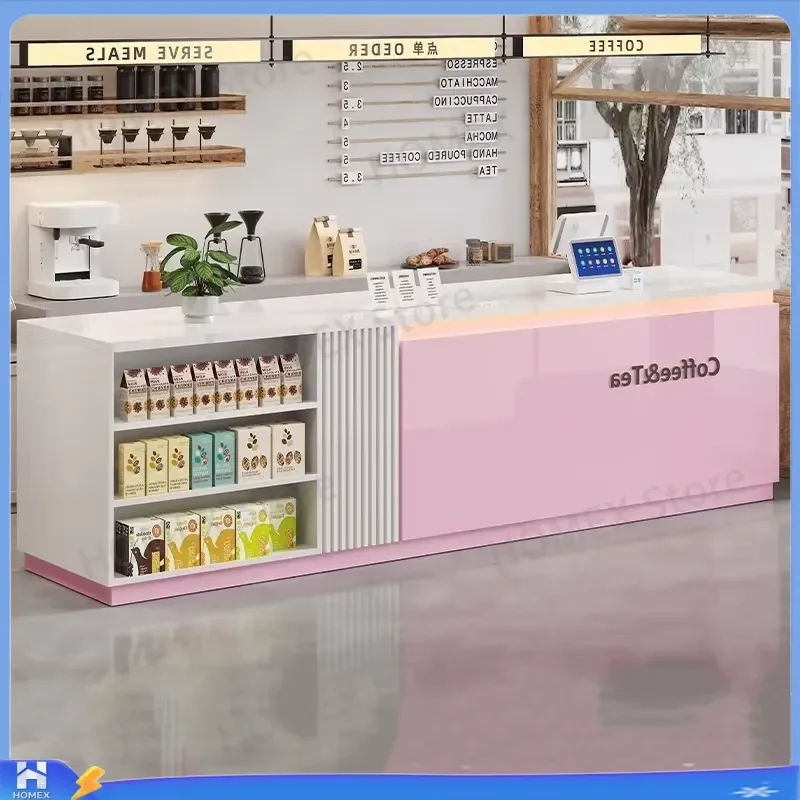 Luxury Vintage Salon Reception Desk Custom Design Office Furniture with Storage Counter Modern Aesthetic Front Desk for