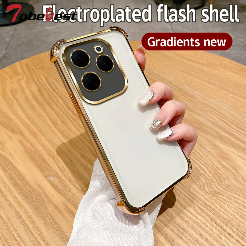 Glitter Shockproof Gradient Plating Silicone Case For INFINIX Hot 40 30 10S 9 Play 30i Pro 4G Transparent Back Cover