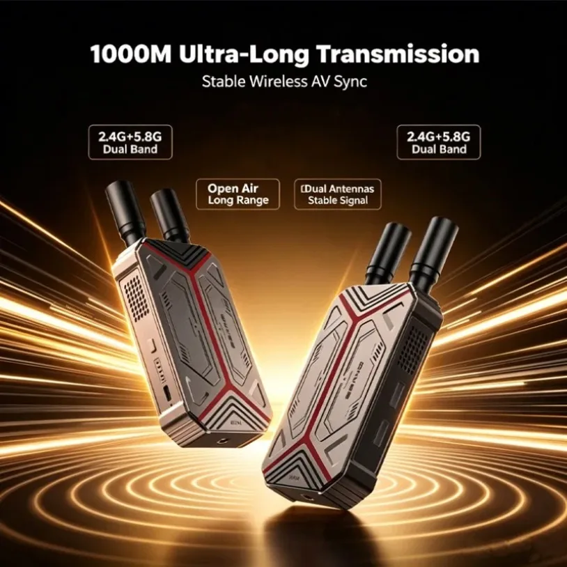 5.8G 1KM 1080P 60Hz HDMI-Compatible Wireless Video Transmitter Receiver Extender Adapter Display Screen PC to Projector Monitor