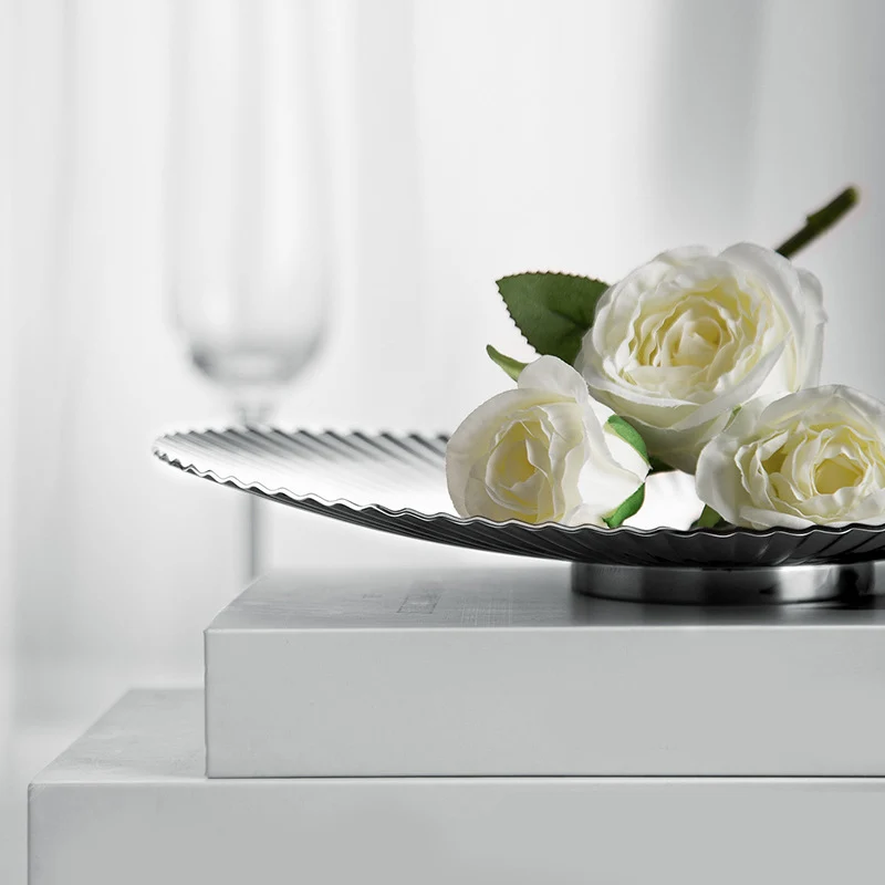 Nordic Luxury Stainless Steel Serving Tray Dish Dining Snack Fruit Plate Kitchen Food Candy Dessert  Dried Fruit Storage Bowl view 4