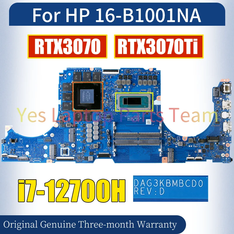 DAG3KBMBCD0 For HP 16-B1001NA Laptop Mainboard SRLD1 i7-12700H RTX3070 RTX3070Ti 8G Notebook Motherboard 100％ Tested