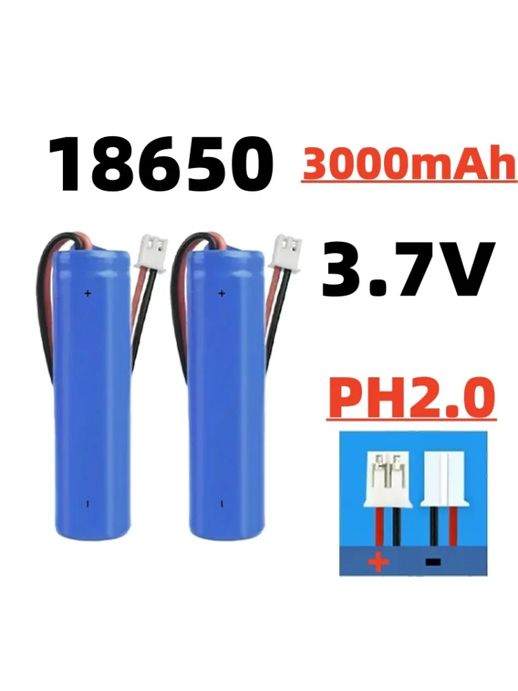 Batterie rechargeable lithium-ion PH2.0 plug 18650 3,7 V 3000 mAh avec PCB pour haut-parleurs, radios, phares, jouets, etc. 4,2 V
