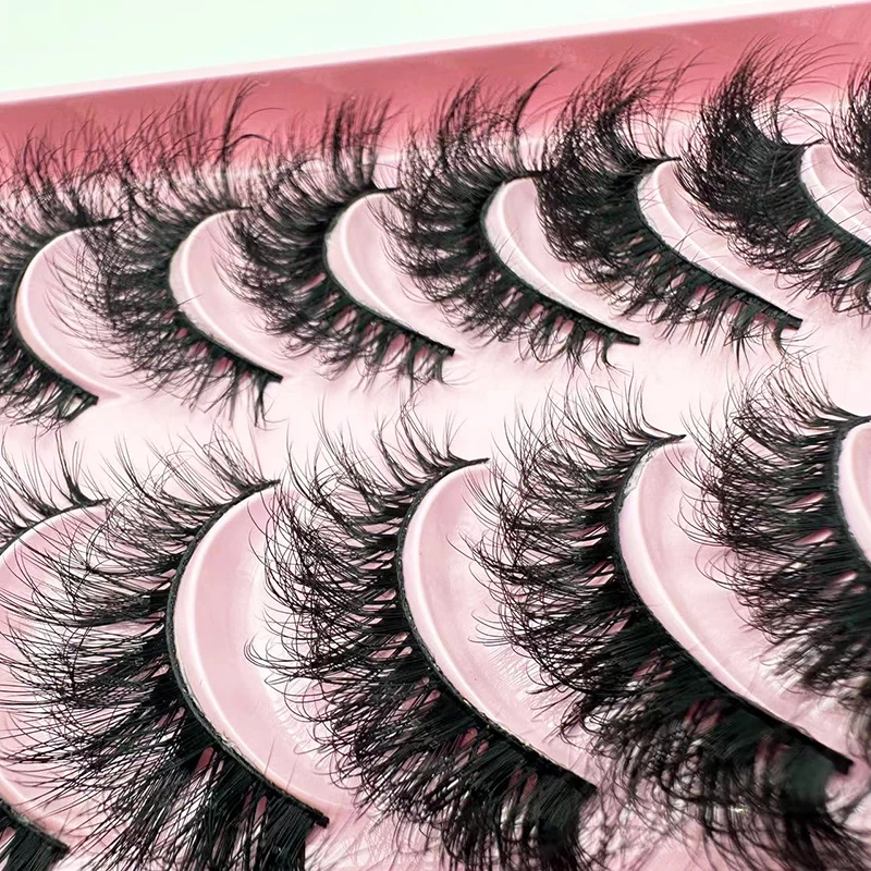 10ペアのつけまつげ 8D 超厚ふわふわまつげ キャットアイ効果 ふわふわで鮮やかなアイライナー用のエクステンデッドメイクアップ
