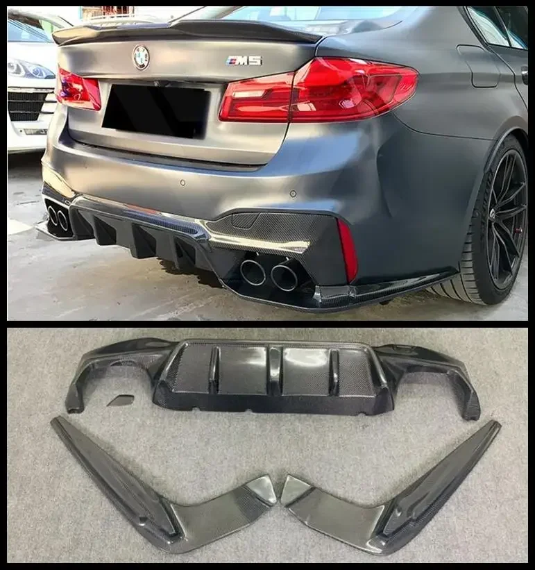 For BMW F90 M5 G30/G38 2018 2019 2020 2021 2022 Real Carbon Fiber Rear Bumper Diffuser Lip Side Trunk Spoiler Cover Body Kit