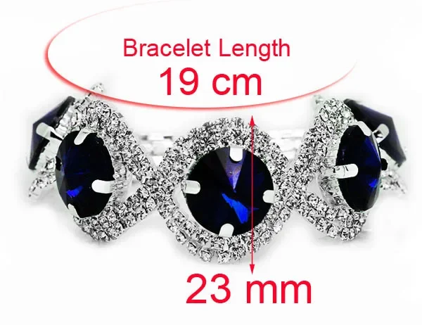 Fashion Crystal Bracelet Silver Color Clear Rhinestone Bracelet Big  Stone Jewelry Pulseiras 1112