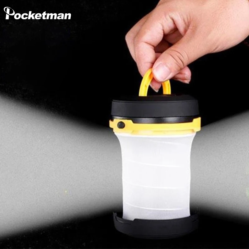 Portable Collapsible LED Camping Lantern Battery Operated 3‑Light Modes Hanging Emergency Tent Lamp for Outdoor Camping Fishing
