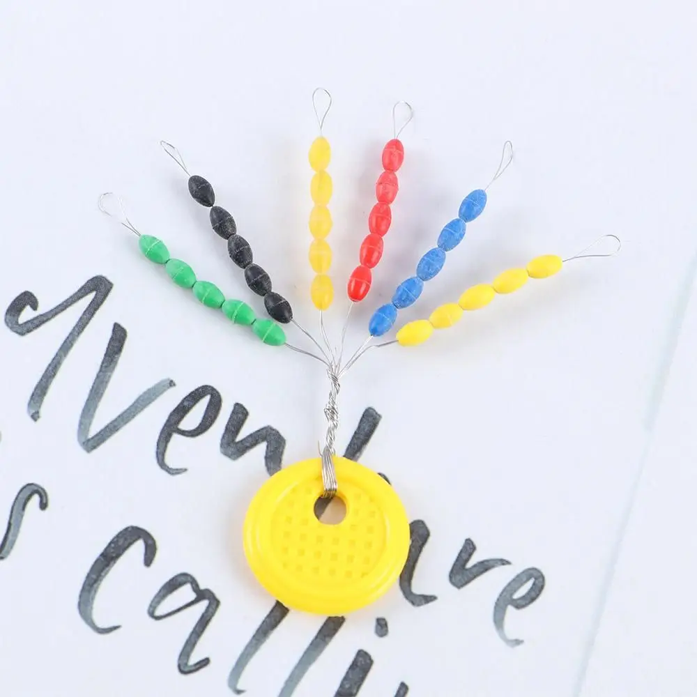 150Pcs Colorful Rubber Float Stops Space Beans Oval Stopper Line Plug Connector Line Buoys Fly Fishing Bobber Float Bait Tool