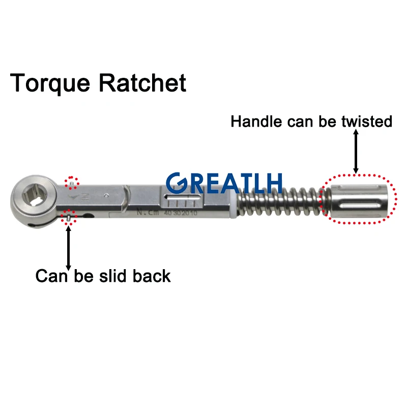 GREATLH Dental Torque Wrench Tools Dental Implant Torque Wrench Screwdriver Prosthetic Kit Stainless Steel Material Dental Tools - Image 3