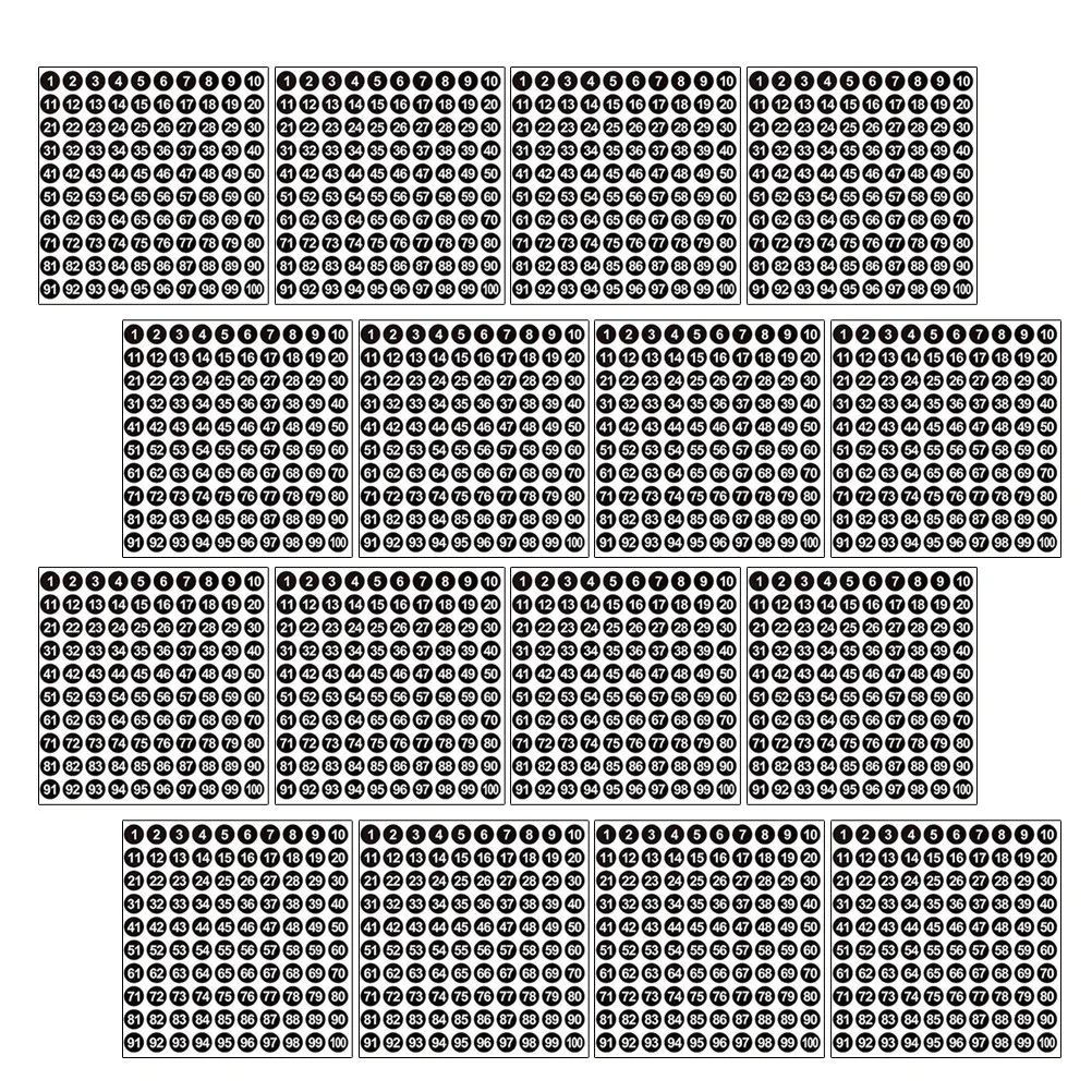 2500Pcs Number Stickers Colored Round Self-Adhesive Labels Consecutive 1-100 for Organizing Storage School Office