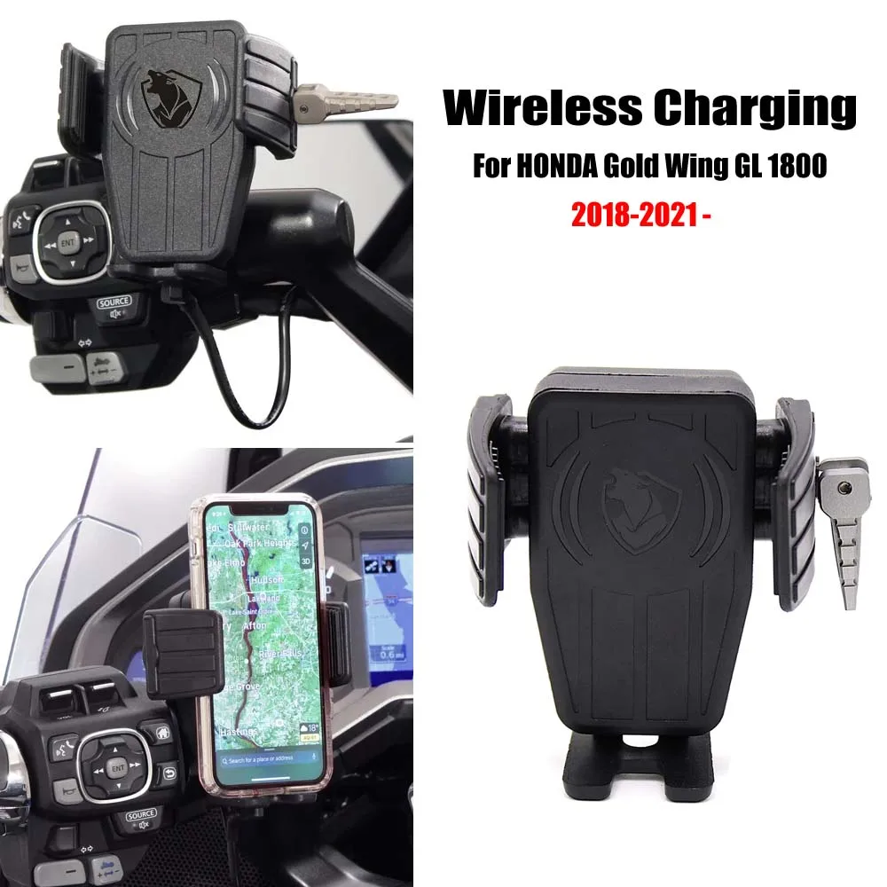 

For HONDA Gold Wing GL 1800 GL1800 F6B DCT 2018 2019 2020 2021 GPS Phone Holder Wireless Charging Navigation Support Bracket