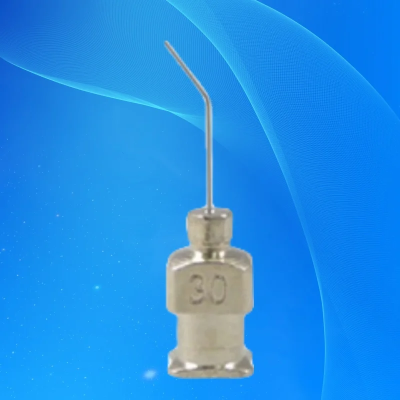‌12pc 30G Dispensing Needles | 45° Bent Tip (Stainless Steel/Chemical Resistant/1/2
