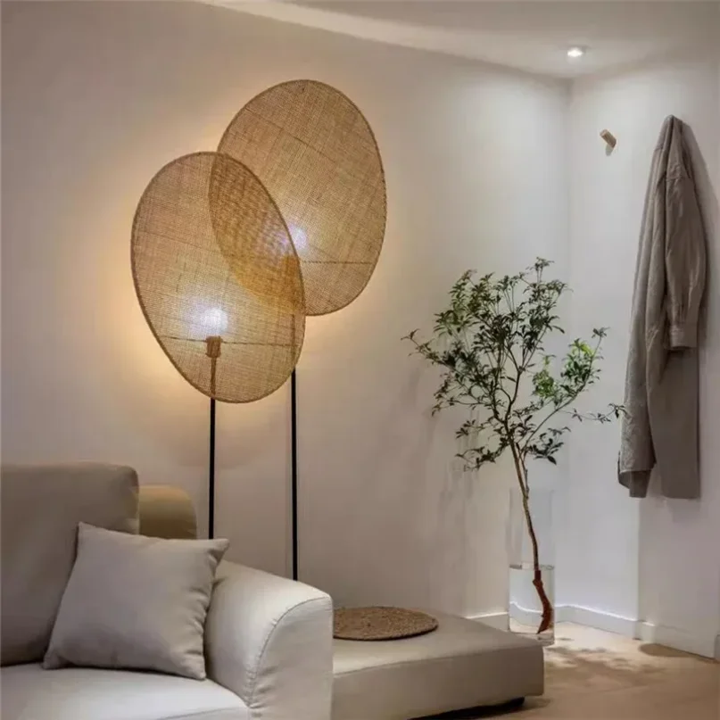 Wabi sabi wall lamp japanese room decor rattan lamp hand-woven living room bedroom beside Retro Study Corridor Aisle Light