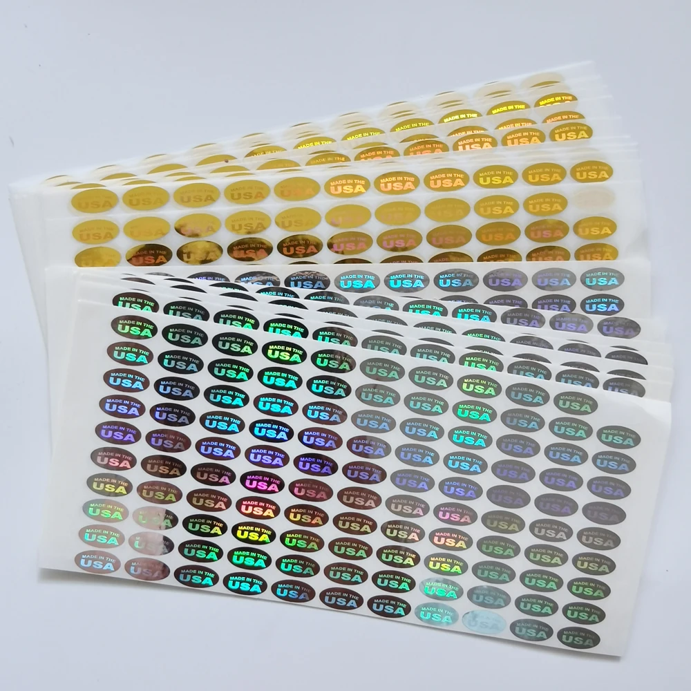 1000PCS 12.5X7MM MADE IN THE USA Sticker Hologram Warranty Type Country of Origin Label Silver Or Gold One Time Use