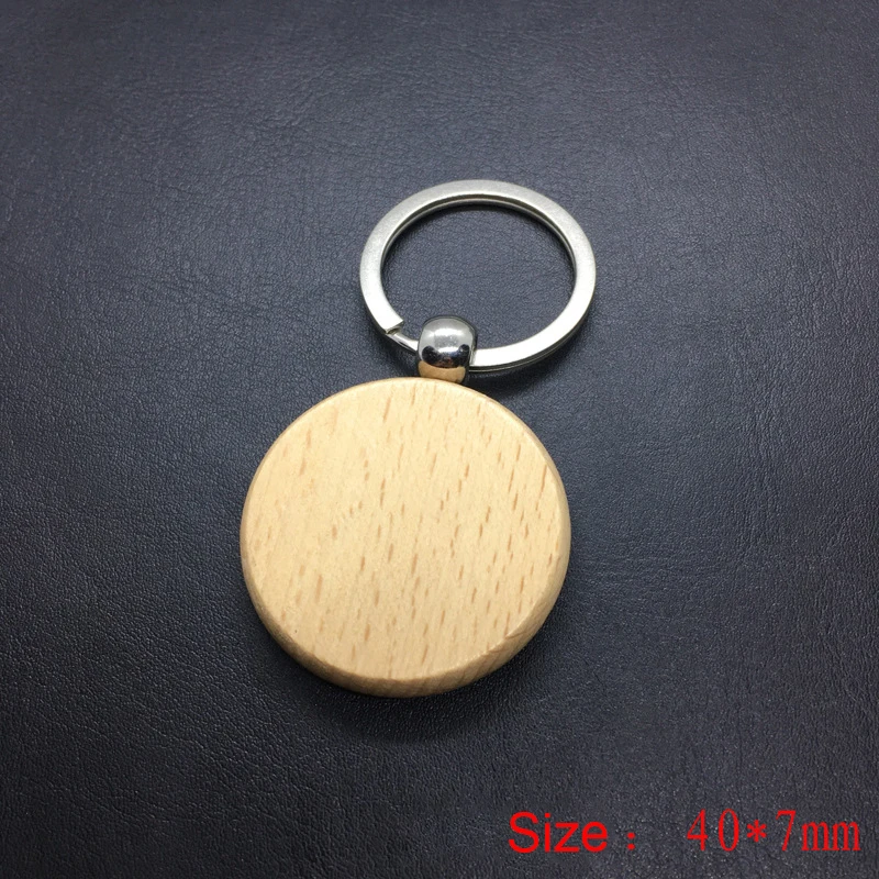 2024 Custom Logo Blank Round Rectangle Wooden Key Chain DIY Promotion Wood Keychains Wedding Gift