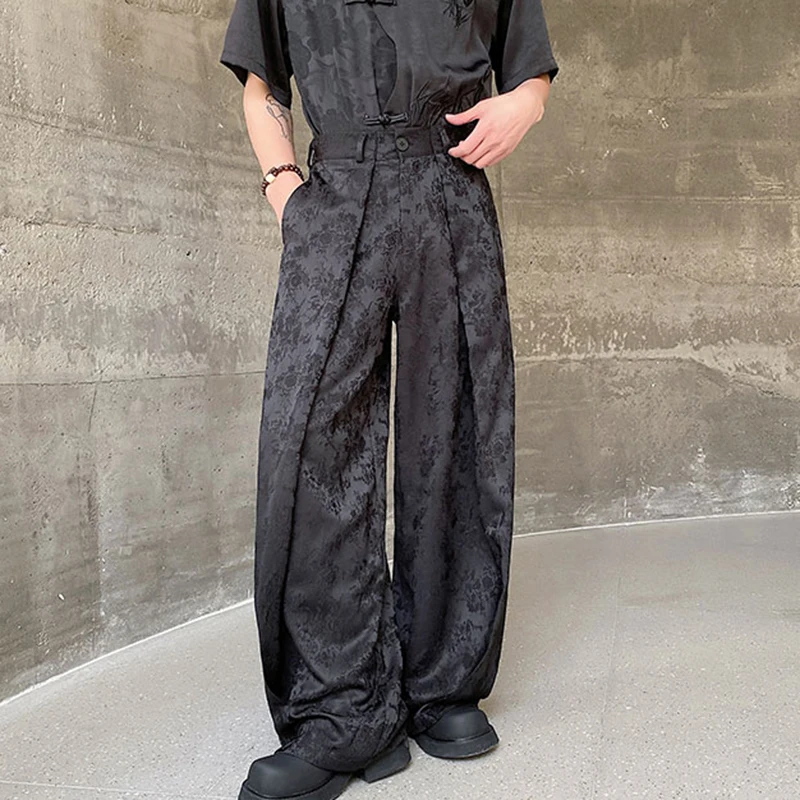 PFNW 2024 Autumn New Man's Pants Three-dimensional Jacquard Design Broad Leg Straight Tube Trend Fashion Loose Trousers 9C5613