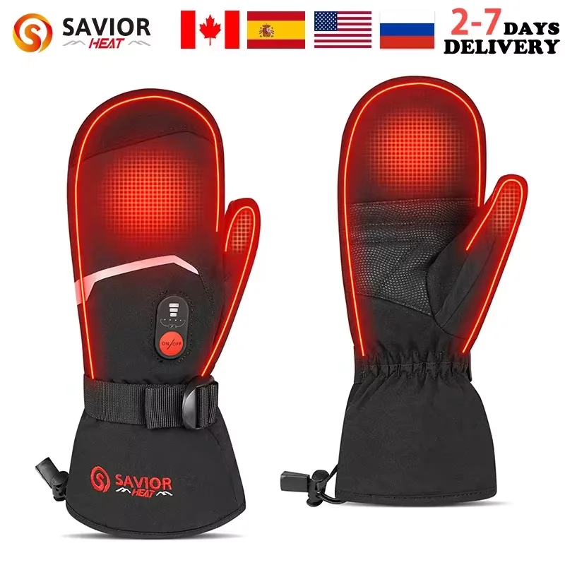 Manoplas de invierno Savior Heat, guantes calefactables para esquí, batería eléctrica recargable para hombres y mujeres, guantes para deportes al