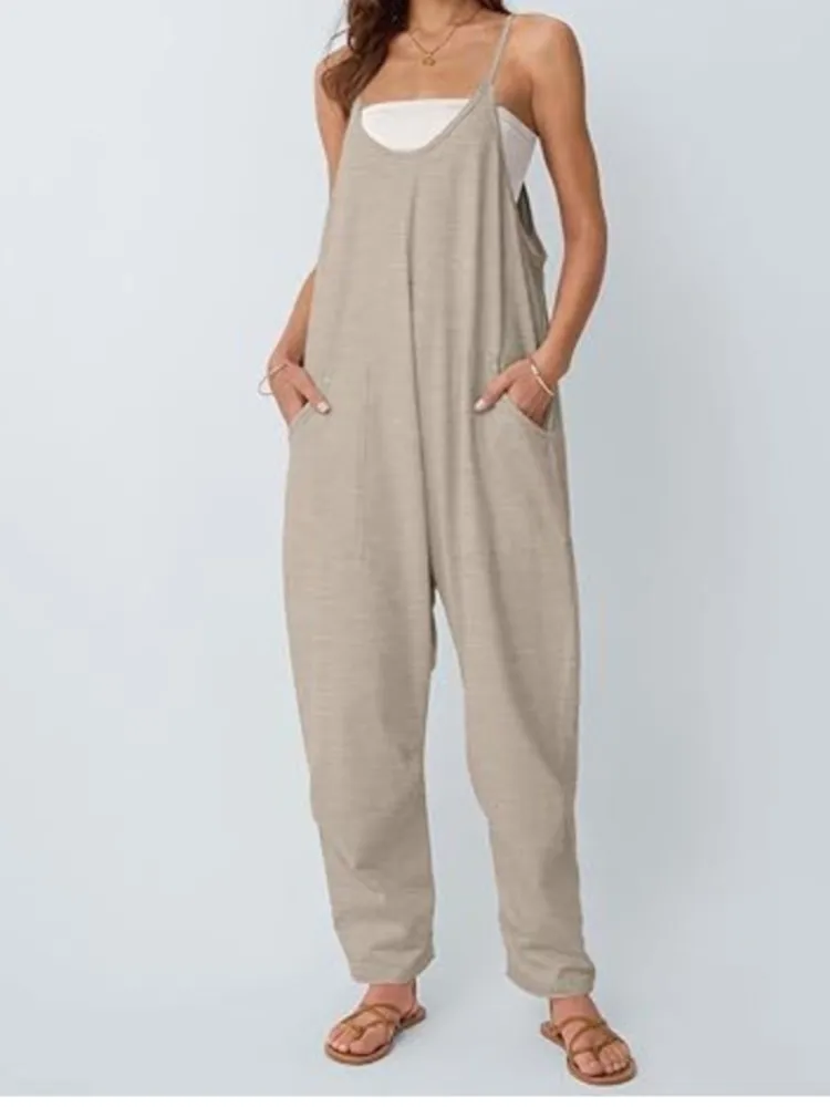 Letnie, codzienne kombinezony na szelkach, damskie spodnie na szelkach w stylu dojazdowym, proste, jednolite, z średnim stanem.