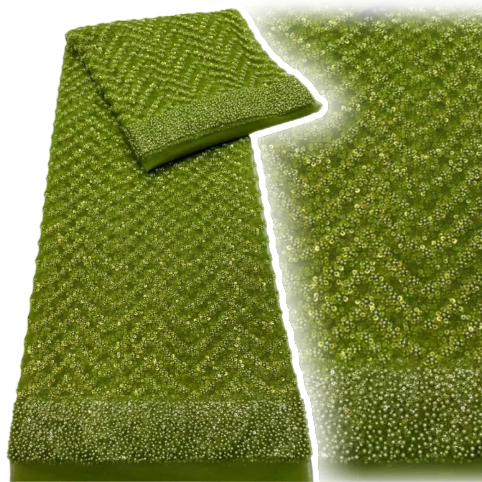 

Роскошная черная нигерийская кружевная ткань с блестками, 2025 г., высококачественная кружевная ткань с бисером для свадебного платья, сезонного платья, 5 ярдов AH1718