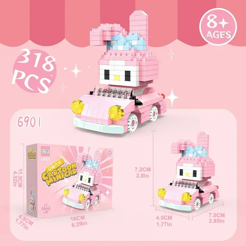 Miniso Cartoon Anime Character Hello Kitty Kart, Building Blocks, Toys, Microparticle Models, Toy Manufacturers, Wholesale