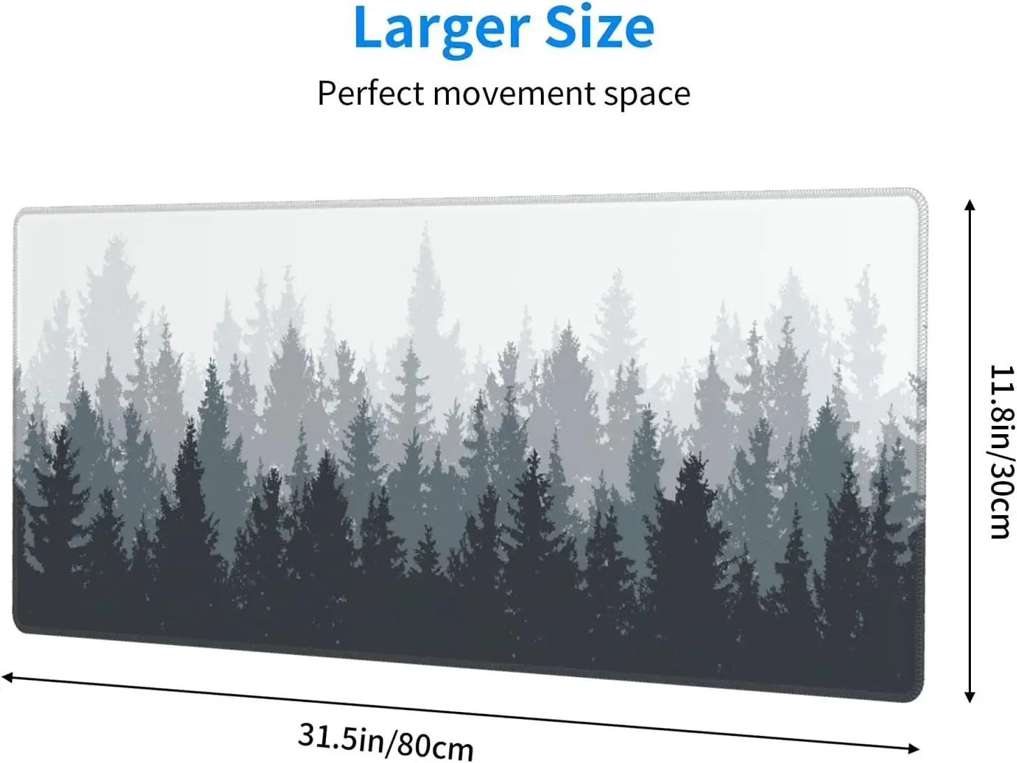 لوحة ماوس ألعاب الغابات طويلة ممتدة XL لوحة ماوس مكتب وسادات ماوس مطاطية كبيرة حواف مخيطة 31.5 بوصة × 11.8 بوصة لأجهزة الكمبيوتر المحمول