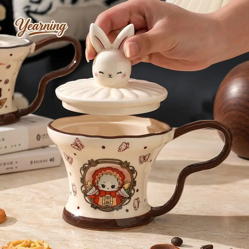 Exquisite Rabbit Shaped Ceramic Mug in Gift Box High Value Drinking Cup for Women Home Kitchen Decor Present