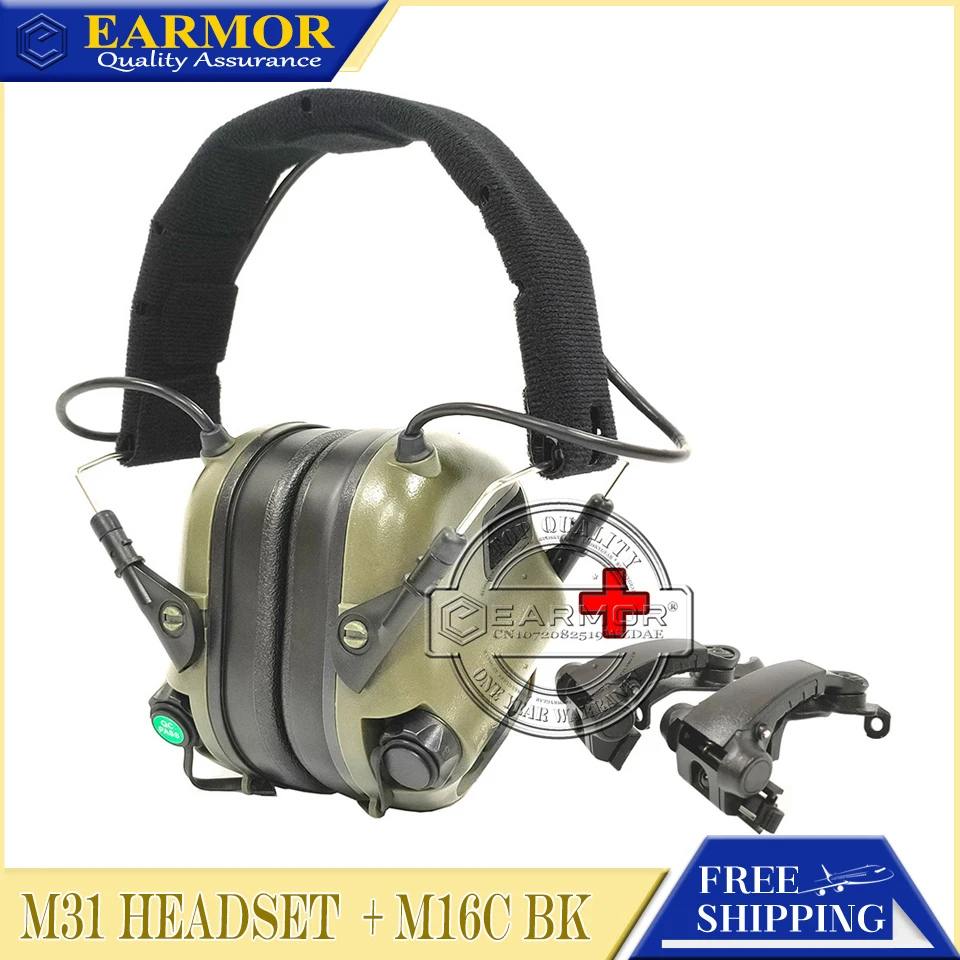 

EARMOR Airsoft Shooting Earmuffs Military Noise Canceling Headphones M31 & M16C Tactical Headphone Holder for M31/M32/M31H/M32H