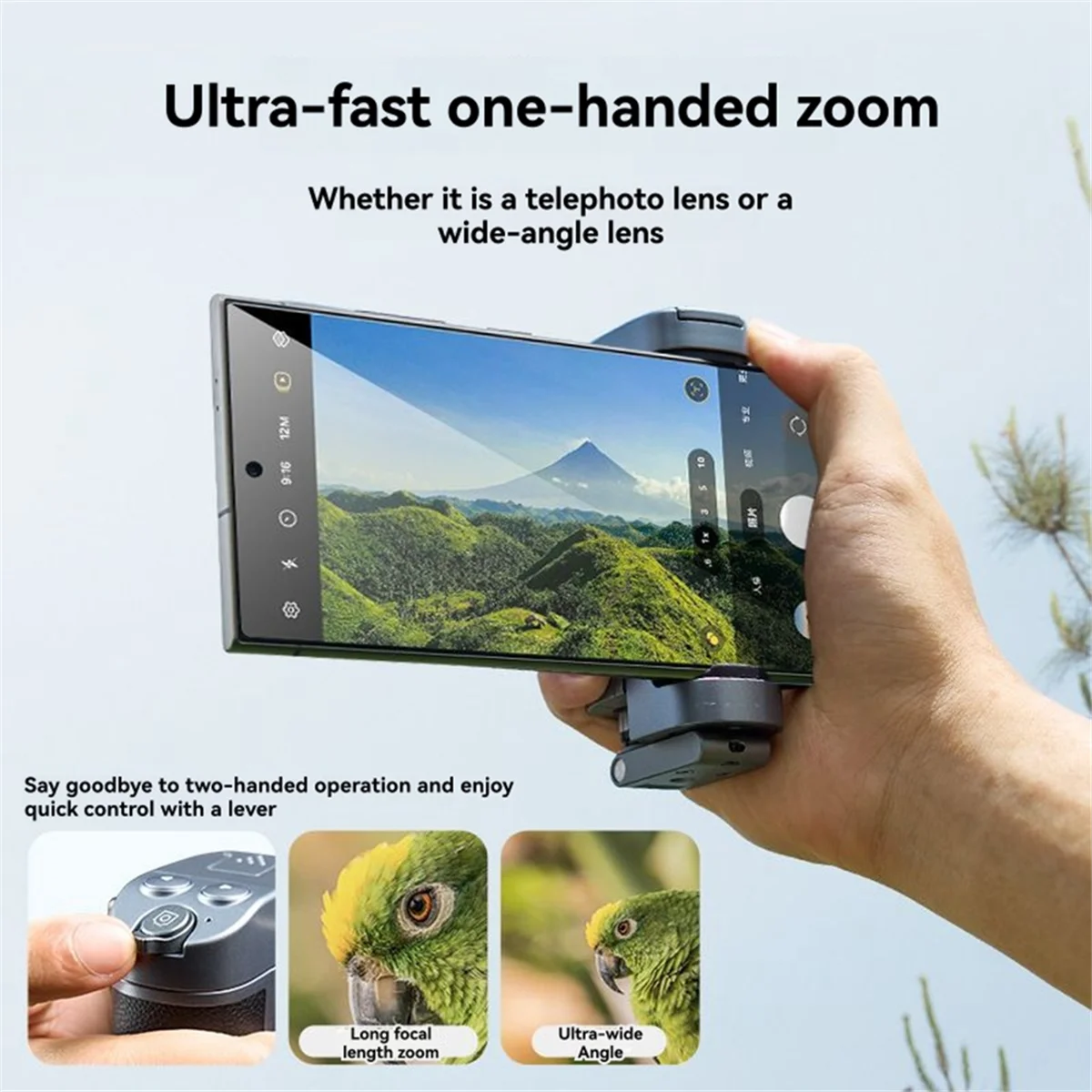 TELESIN Versatile Selfie Grip Phone Camera Grip Built in Extendable Selfie Stick with Detachable Remote Shutter Cold Shoe