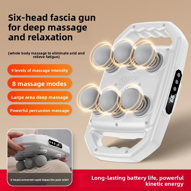 

6-Head Electric Fascia Gun High-Frequency Vibration Body Back and Waist Neck Shoulder Massager Muscle Health Care Relaxation