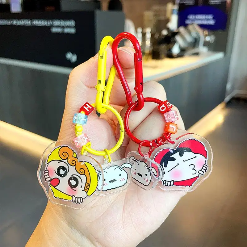 Anime Kawaii Cute Crayon Shin-Chans Pendant Key Chain Acrylic Personality Couple Style Fashion Versatile Birthday Gift For Girls