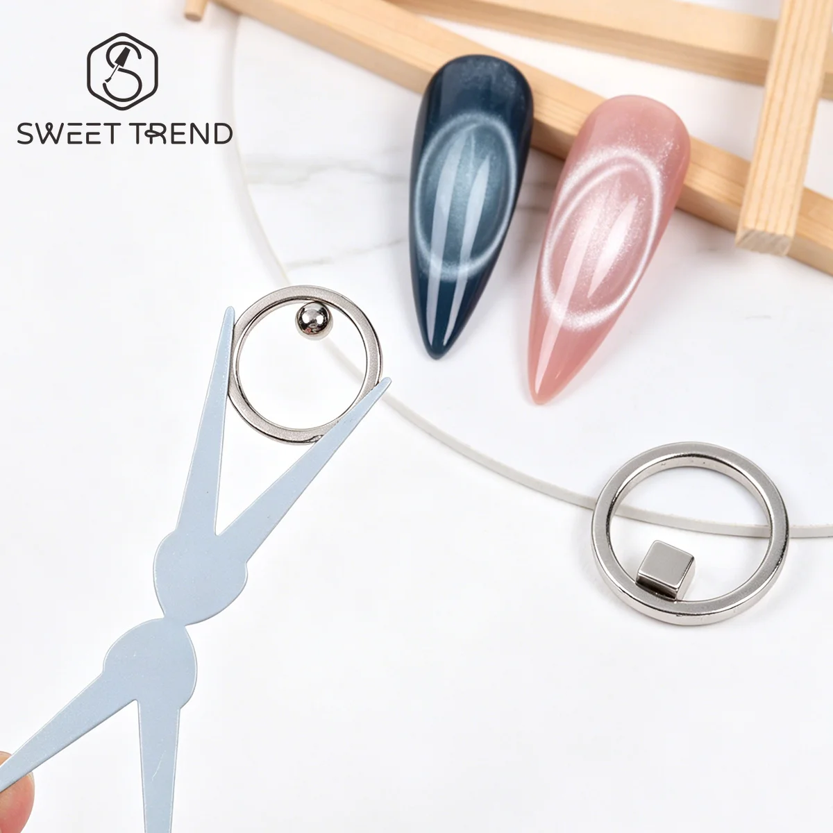 4pcs/set Hollow Circular Cat-eye Nail Magnets Cylinder Attract Wide Light X Shaped Beginner Glass Effect Manicure Creative Tools
