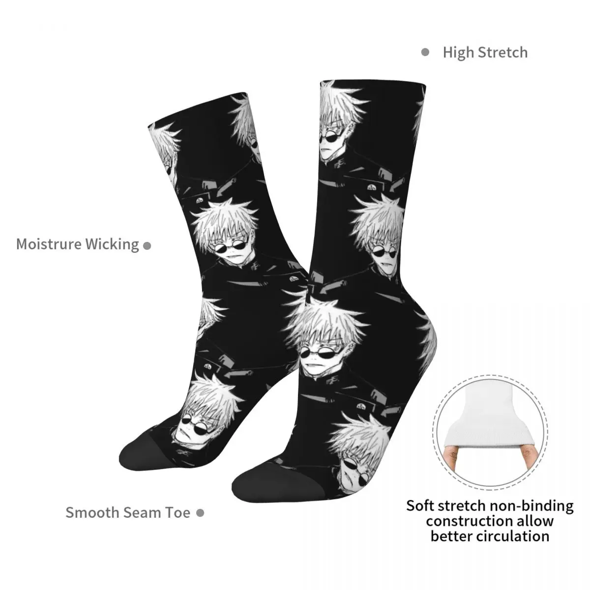 Gojo Satoru Jujutsu Kaisen Men Women Socks Outdoor Novelty Spring Summer Autumn Winter Stockings Gift