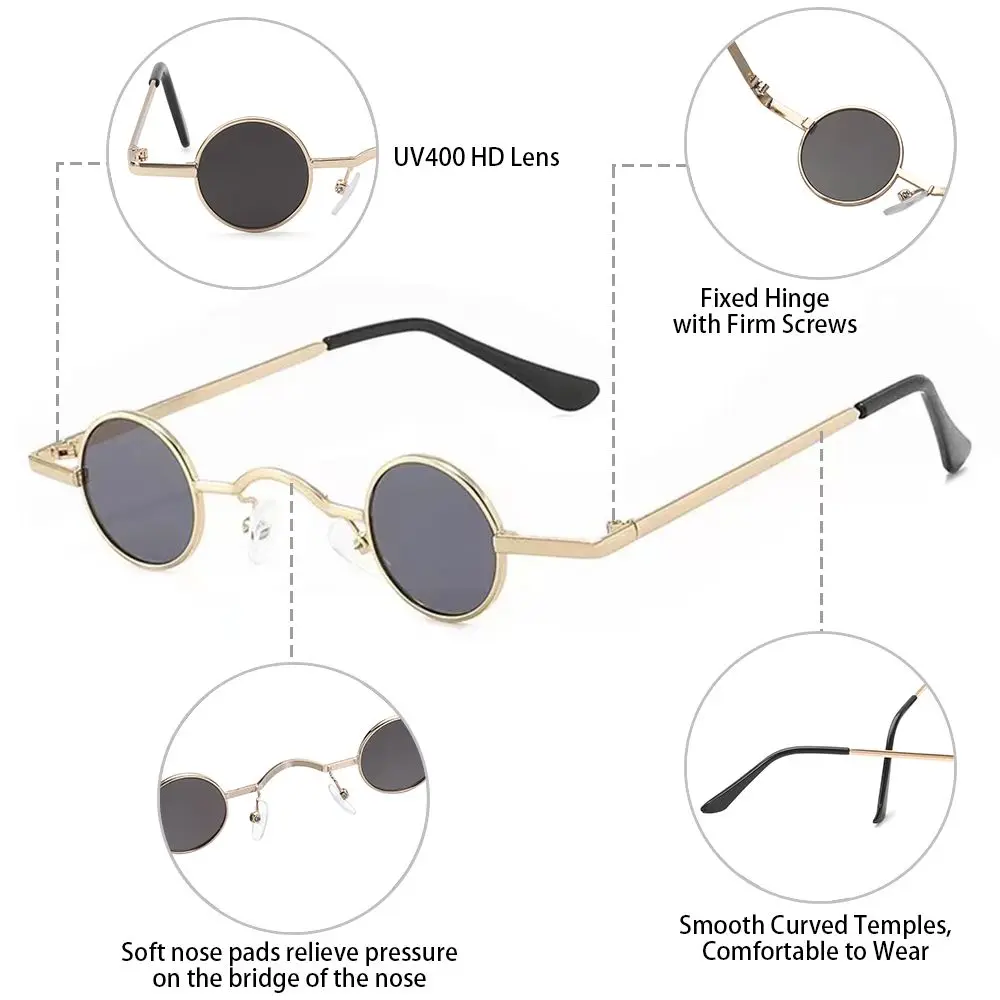 Small Round Sunglasses for Women Men Ultra Metal Frame Hip Hop Punk Sun Glasses Candy Color Sunglasses Ins Fashion Shades image 5