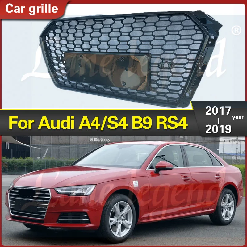 

ABS Auto Front Grille Middle Net moulding Upper Replacement For Audi A4/S4 B9 2017-2019 For RS4 Style Car Accessories Styling