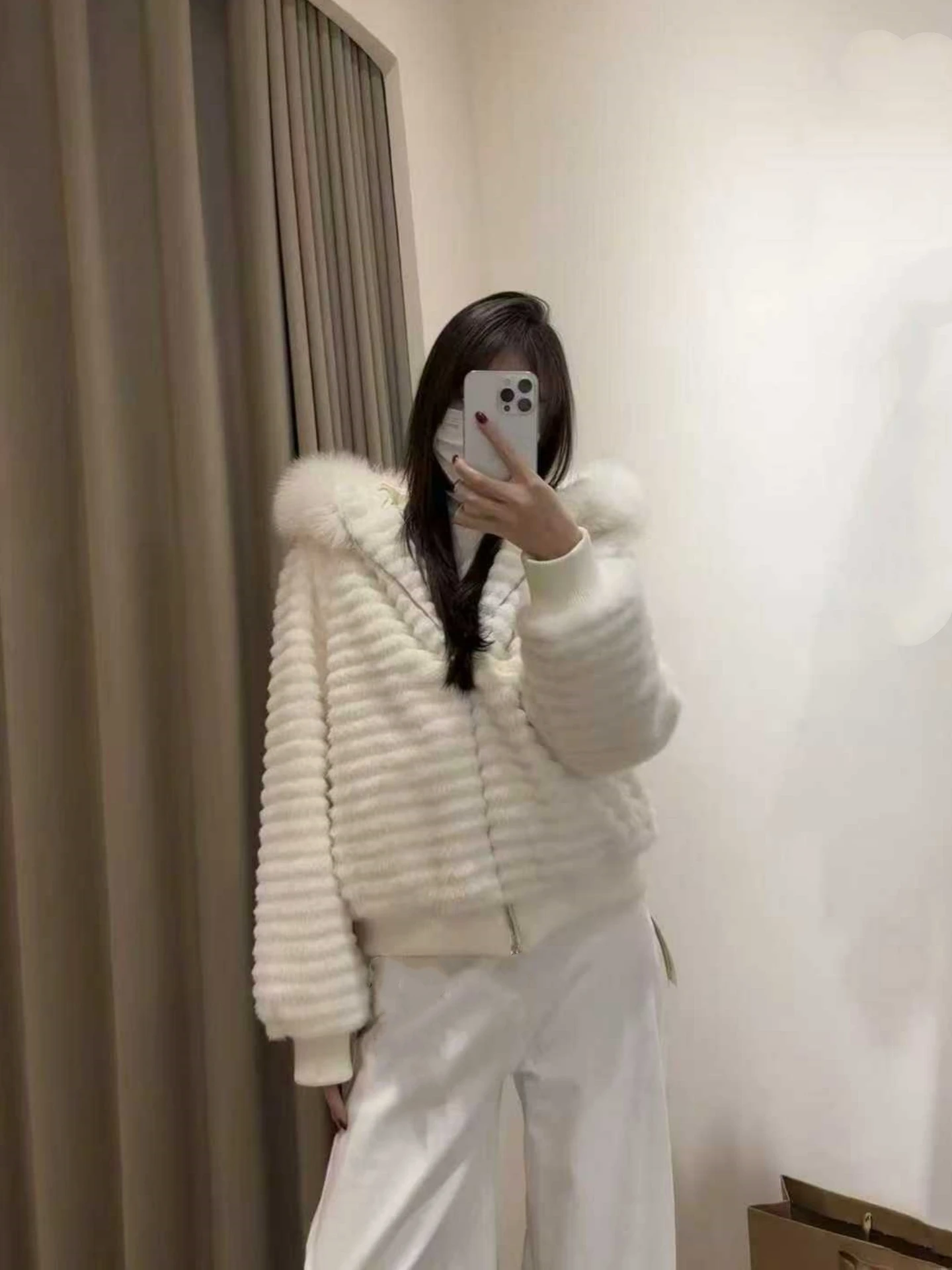 

Осень-зима, женская свободная шуба с капюшоном, меховой воротник, полосатый узор, длинная свековая длина, застежка-молния, повседневная ...