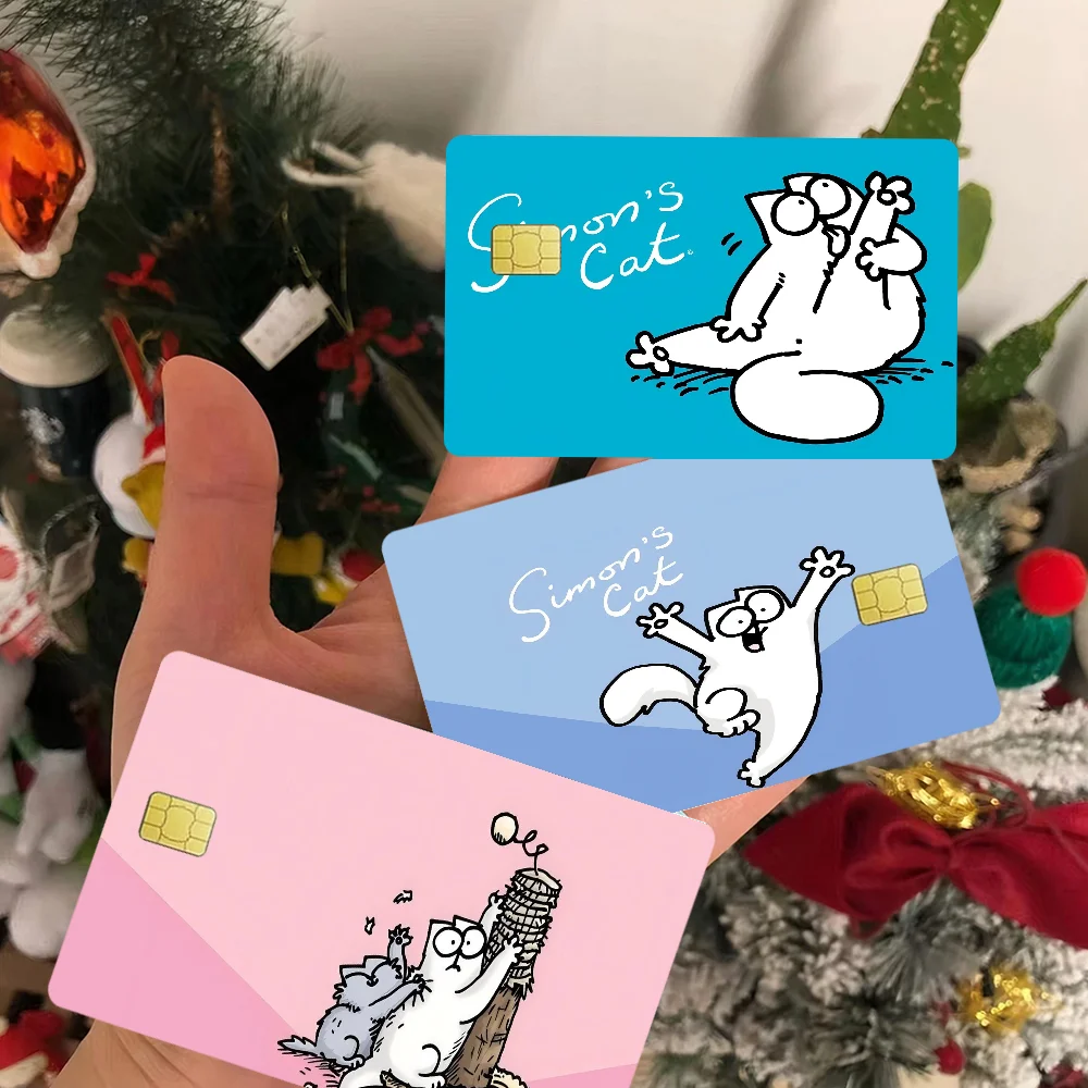 

Cartoon S-Simons-Cat Fashion Matte Gold Silver Black Matte Film Skin Sticker Tape For Bank Credit Debit Card
