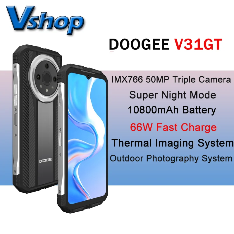 DOOGEE V31GT 5G Rugged Smartphones 6.58” FHD Dimensity 1080 Thermal Imaging System 10800mAh Battery Android 13 Mobile Phone